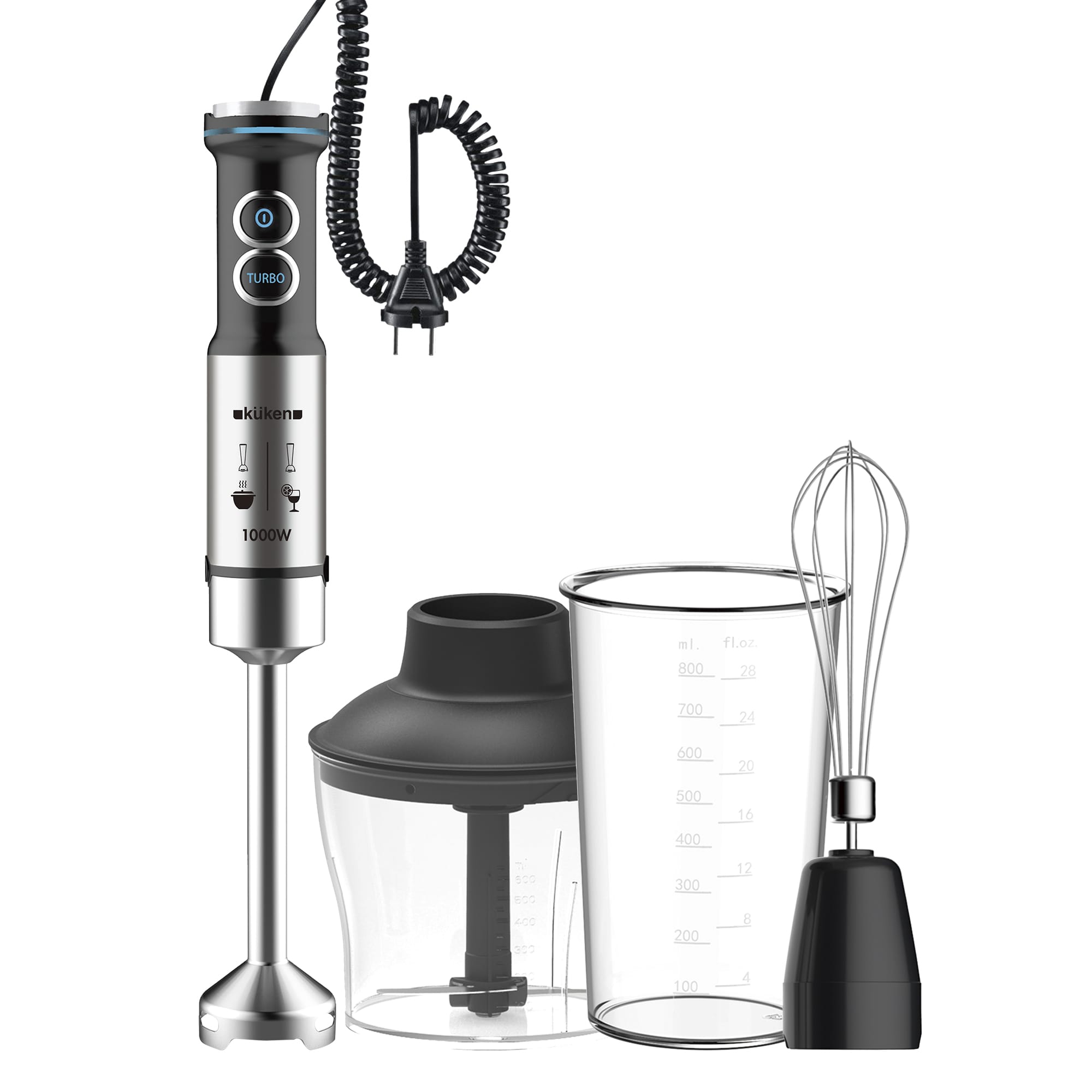 BATIDORA BRAZO INOX 1000W CON ACCESORIOS KÜKEN